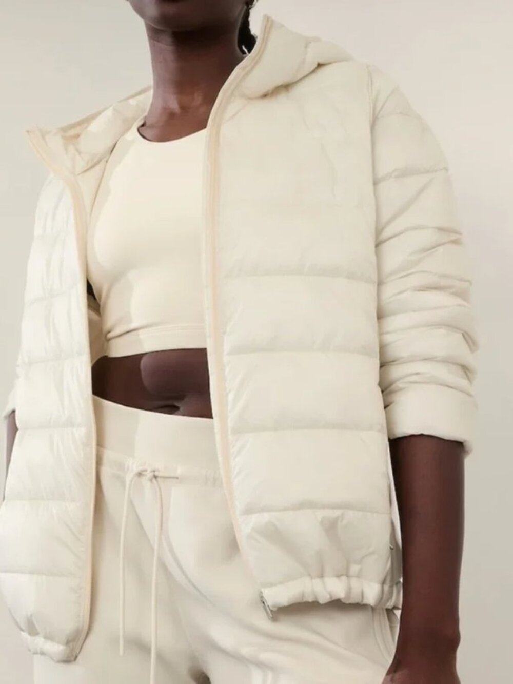 Athleta Aire Puffer Jacket Ivory Cream Size Medium - Picture 10 of 12